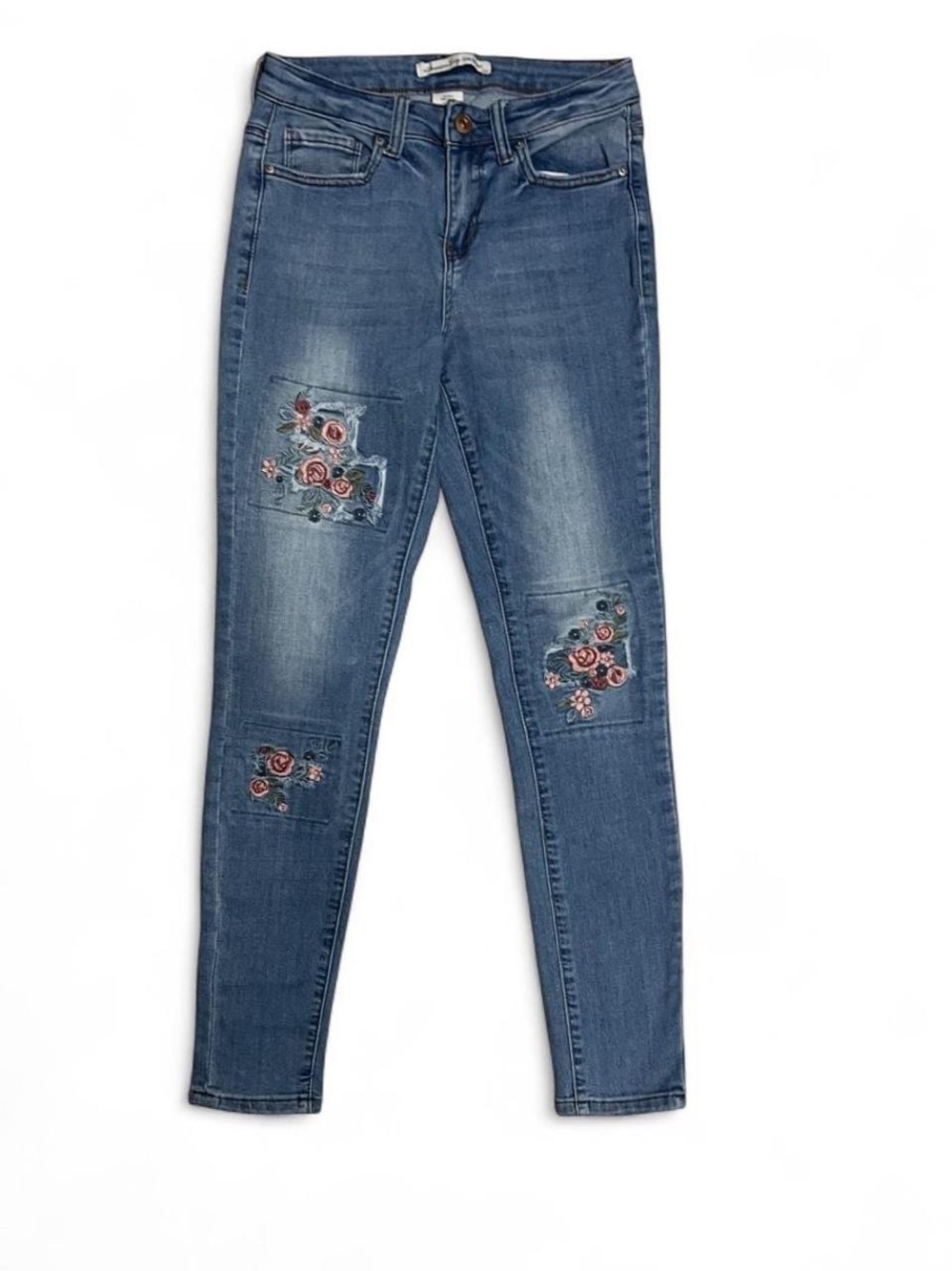 Vintage Embroidered Patch Skinny Jeans - Women's